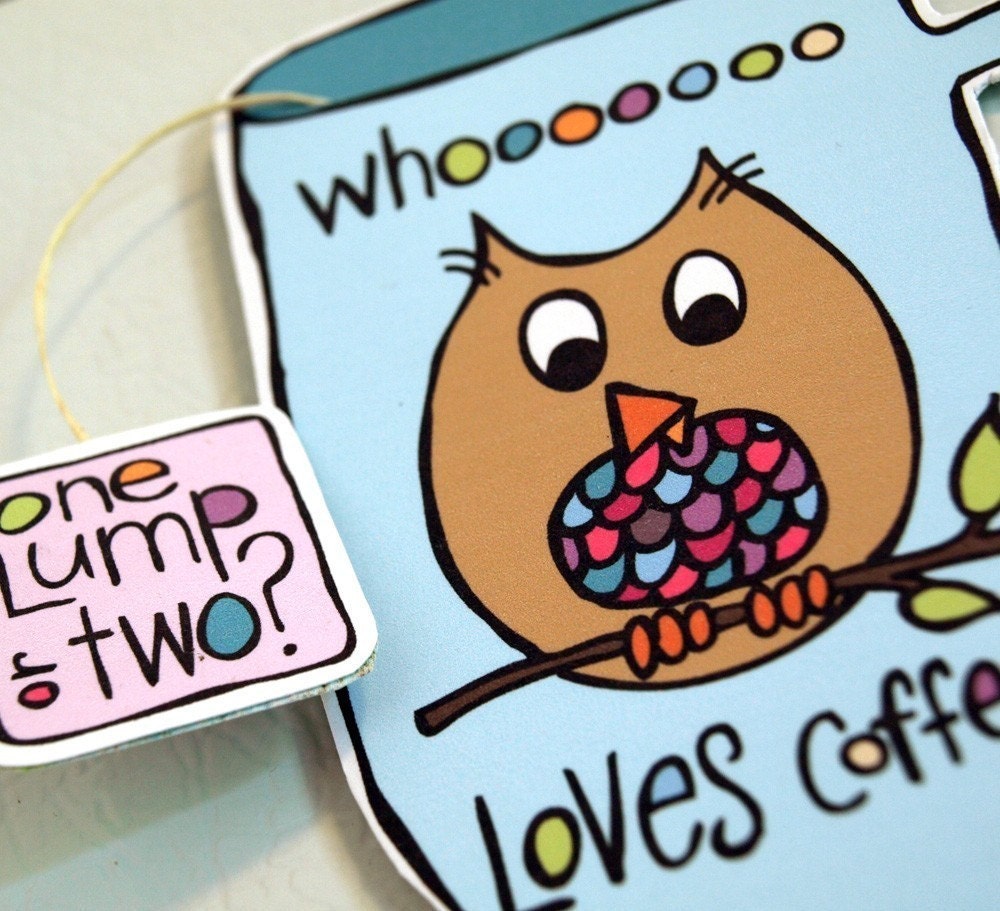 Owl Refrigerator Magnet - Whooooooo Loves Coffee