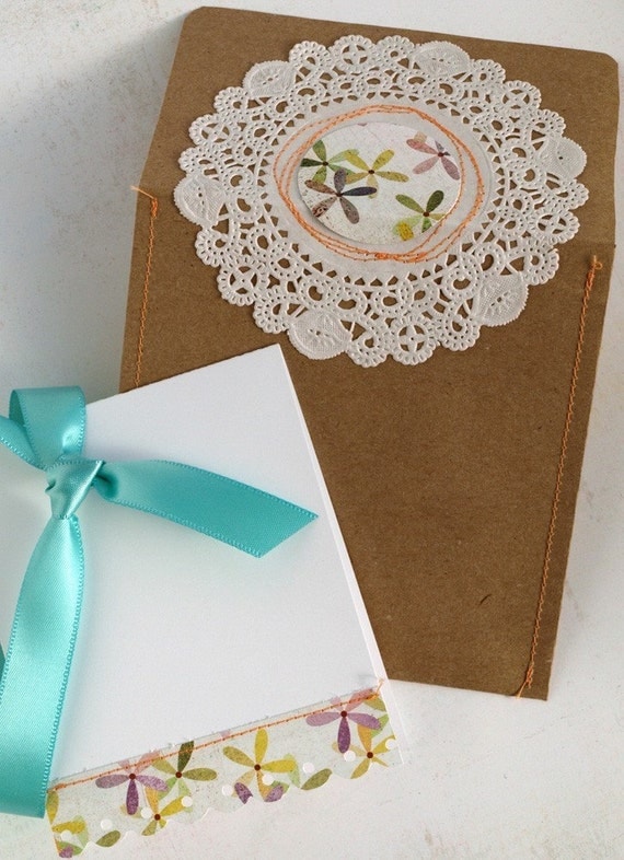 Note Set - handmade envelope and notecard - Salutation Set