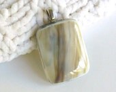 Fused Glass Pendant in Streaky French Vanilla and Brown