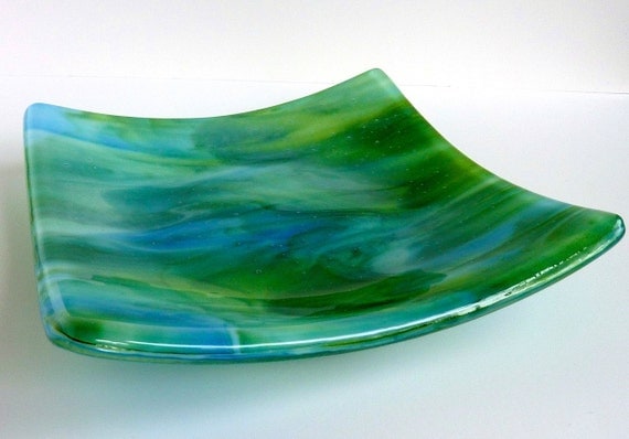 Blue and Green Glass Plate