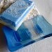 Glass Soap Dish in Periwinkle and Streaky Steel Blue