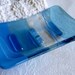 Glass Soap Dish in Periwinkle and Streaky Steel Blue