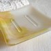 Square Soap Dish in White and Yellow Streaky Glass