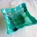 Fused Glass Dish in Woven Strips of Turquoise and Aqua