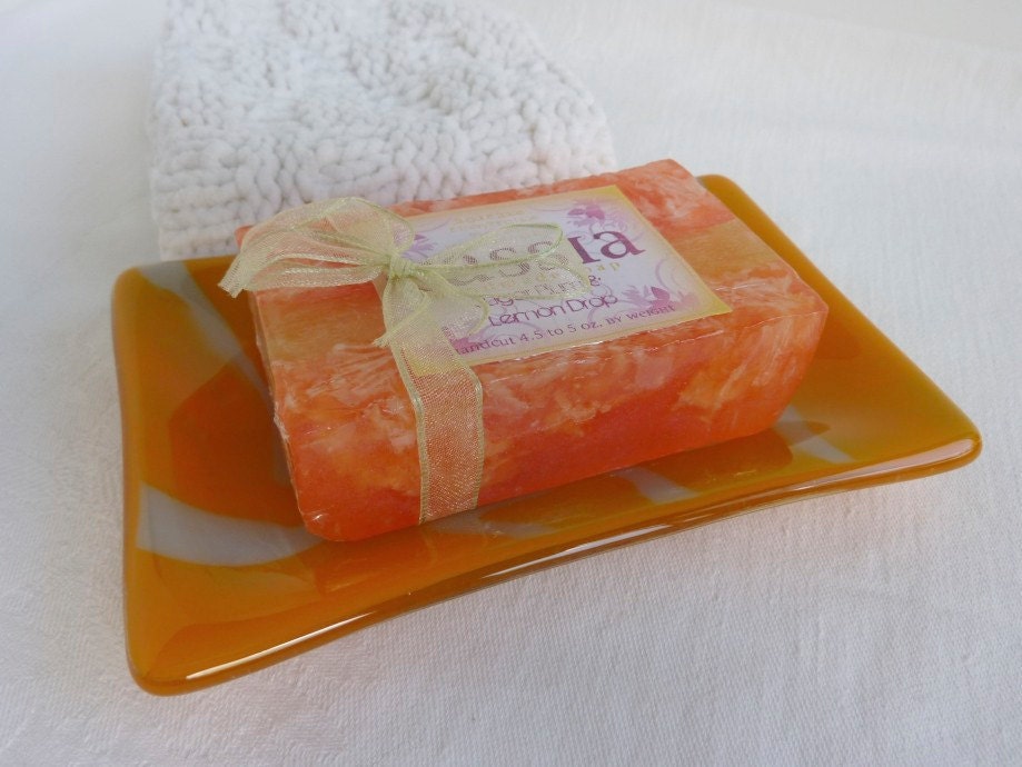 Rectangular Dish in Dusky Orange Glass