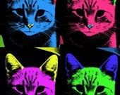 Andy Warhol style Tabby Cat 8x10 print