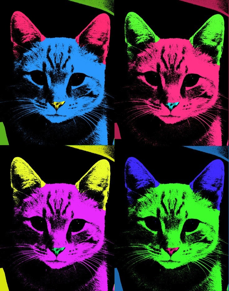 Custom Andy Warhol style of your pet 8x10 print FREE SHIPPING in the USA