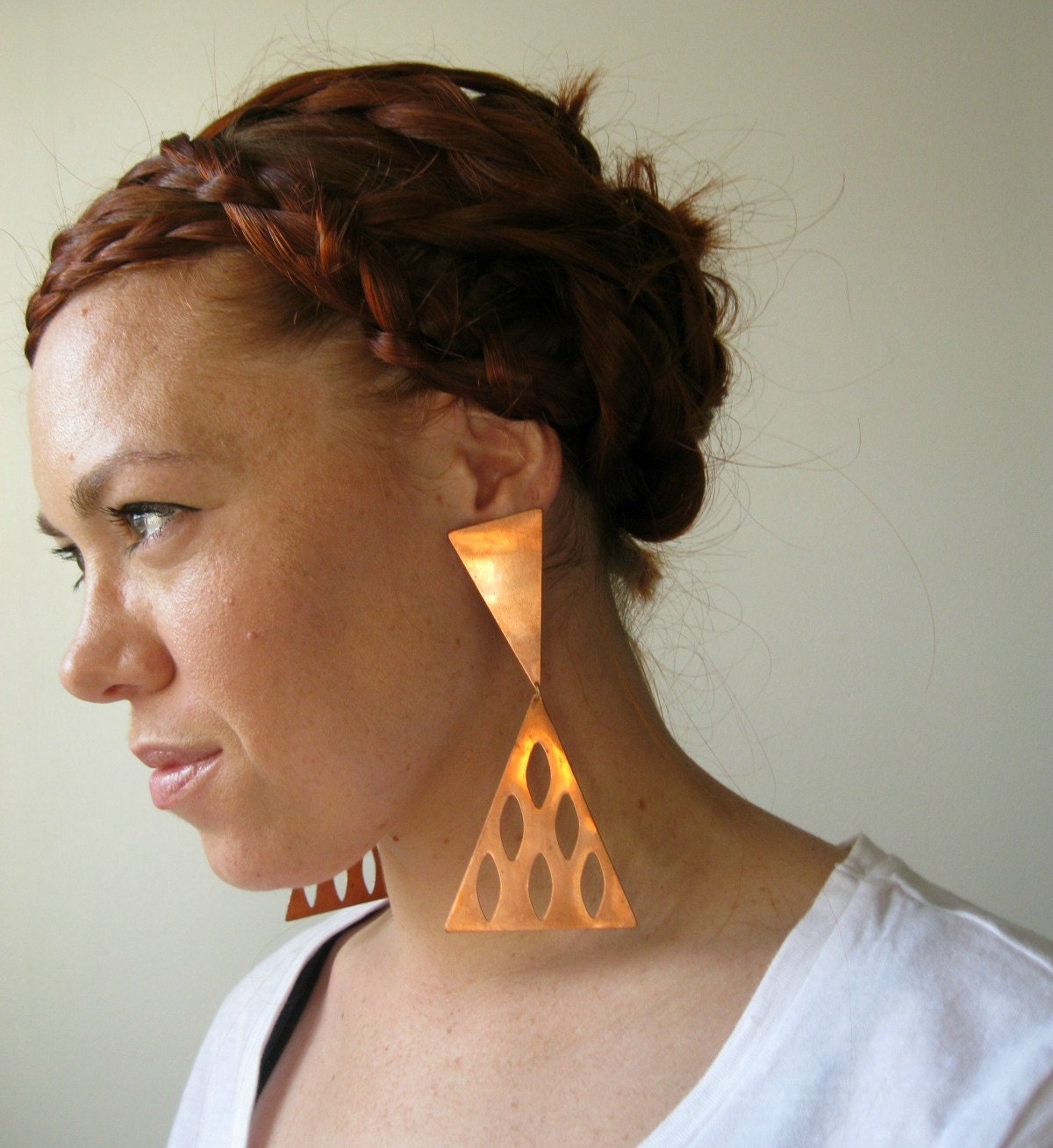 Copper Pyramid Statement Earrings.
