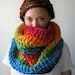 Double Rainbow Circle Scarf. Extra Chunky Infinity Cowl.