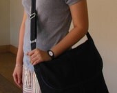 Sale - Black Canvas Messenger Bag - Shoulder bag, Diaper bag, Tote, Travel bag, Women, School bag