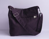 Sale - Deep Purple Canvas Bag - Shoulder bag, Diaper bag, Messenger bag, Tote, Travel bag, Women, Zipper - FAYE
