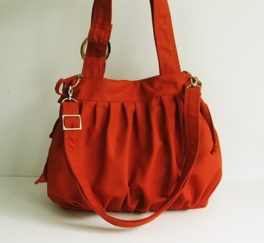Sale - Burnt Orange Canvas Pumpkin Bag, purse, tote, messenger bag, diaper bag, women