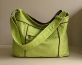 Sale - Pear Canvas Messenger Bag - diaper, tote, purse, zipper pockets, stylish - Kira