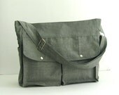 Sale - Grey Water-Resistant Nylon Diaper Bag - Shoulder bag, Messenger bag, Tote, Travel bag, Women, Gym bag - JENNIFER