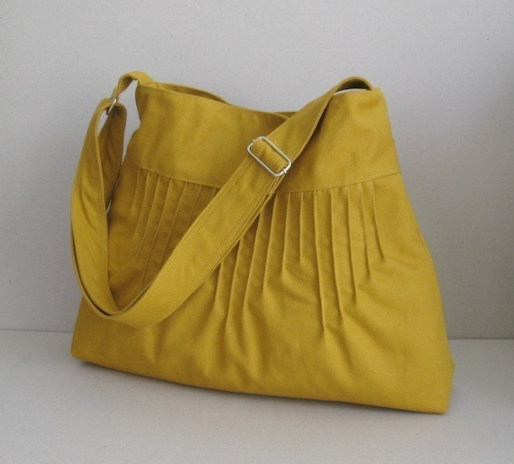 Mustard Canvas Lines Multi-Purpose Bag with Extra Pockets and Adjustable Strap