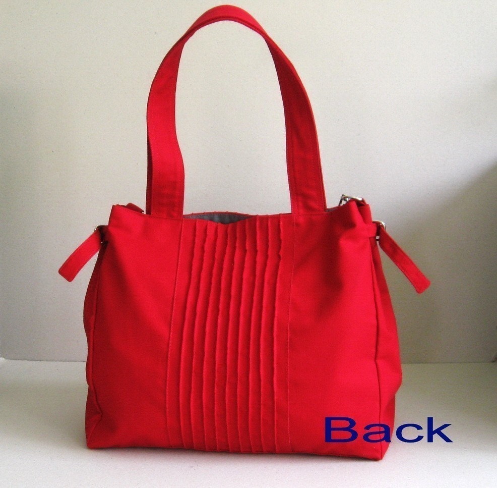 Sale - Red Canvas Bag - Shoulder bag, Diaper bag, Messenger bag, Tote, Travel bag, Women - CARRIE