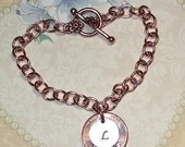 Penny Initial Hand Stamped Bracelet