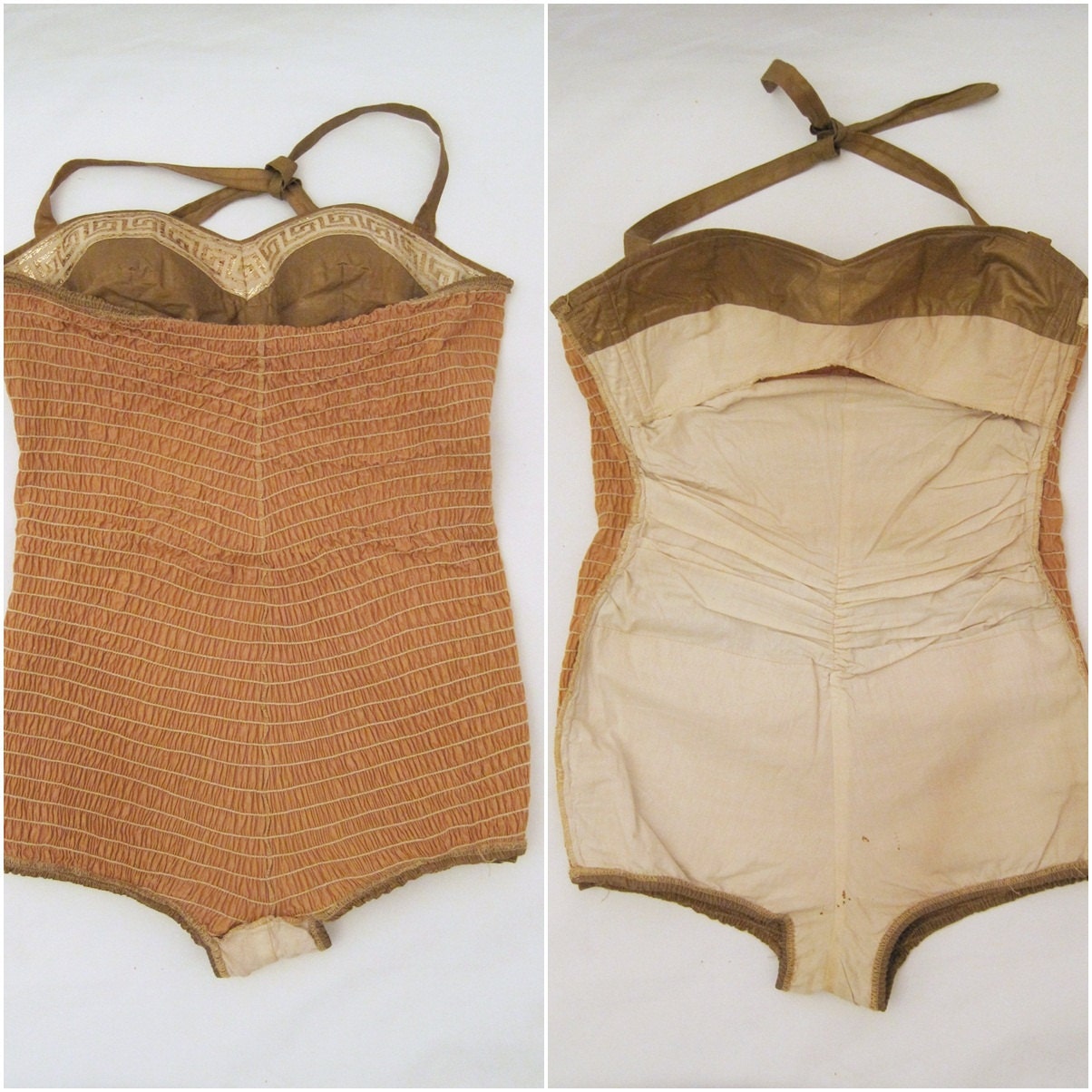 50s Swimsuit Vintage Pin-up Greek Goddess Bathing Suit S M