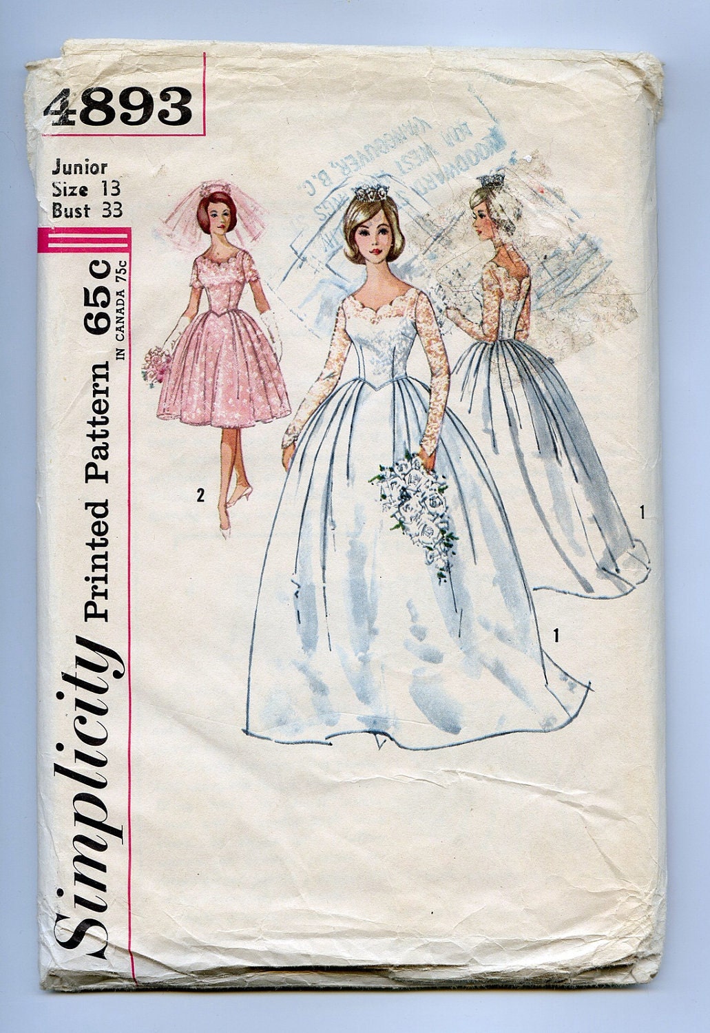 50s 60s Pattern Vintage Wedding Dress Bridesmaid Simplicity 4893 sz 13