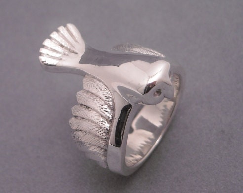 Barn owl ring - sterling silver