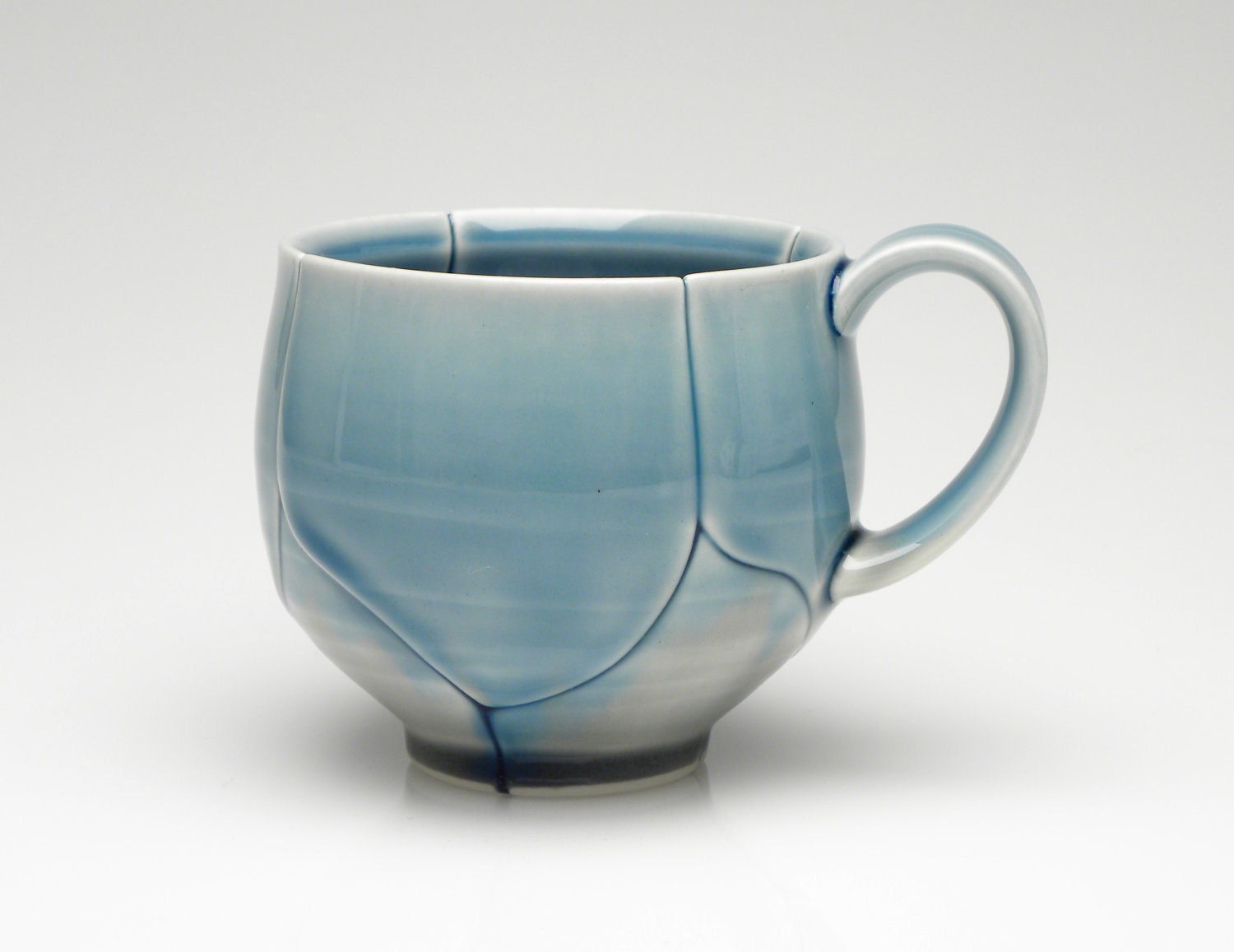 Experimental Grey and Blue Wandering Lotus Coffee Mug Teacup 12 Ounce