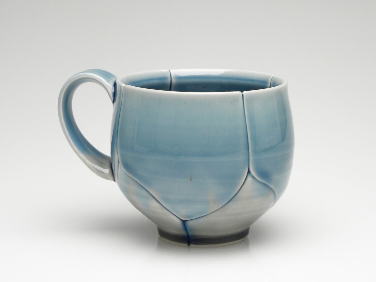 Experimental Grey and Blue Wandering Lotus Coffee Mug Teacup 12 Ounce