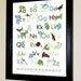 Modern Alphabet Print 11 X 14 Featuring Animal Silhouette Shapes with Names