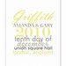 Wedding Poster, Yellow and Grey, 11 X 14, Personalized with Details