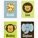 Set of 4 Jungle Safari Animal Prints 11 X 14