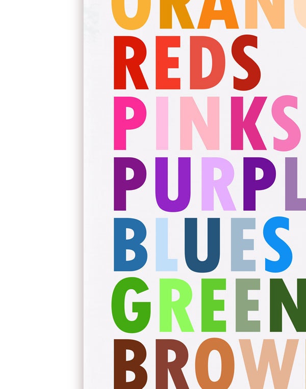 Colors in English Poster, Large 20 X 30