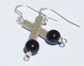 Guitar String Jewelry-  Upcycled Black & Silver Guitar String Earrings