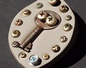 Steampunk Jewelry- Vintage Key Upcycled Brooch