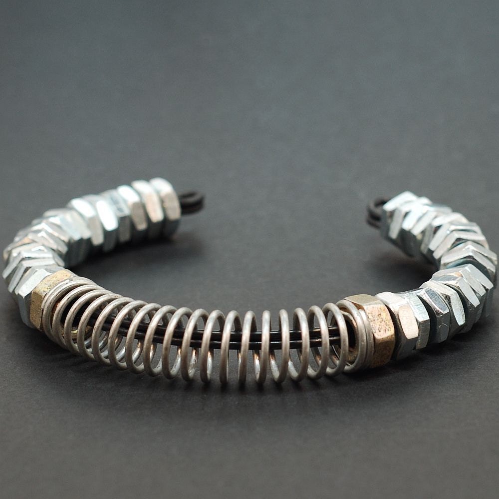 Industrial Hardware Bracelet- Upcycled Silver Found Object Jewelry Cuff Bracelet