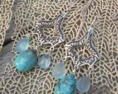 OCEANIA Earrings, blue chalcedony earrings, turquoise earrings, chandelier earrings