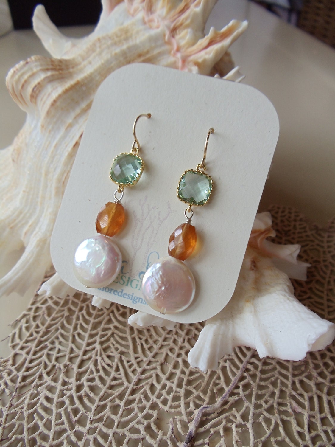 SUNRISE Earrings, gemstone earrings, pearl earrings, elegant, sundance