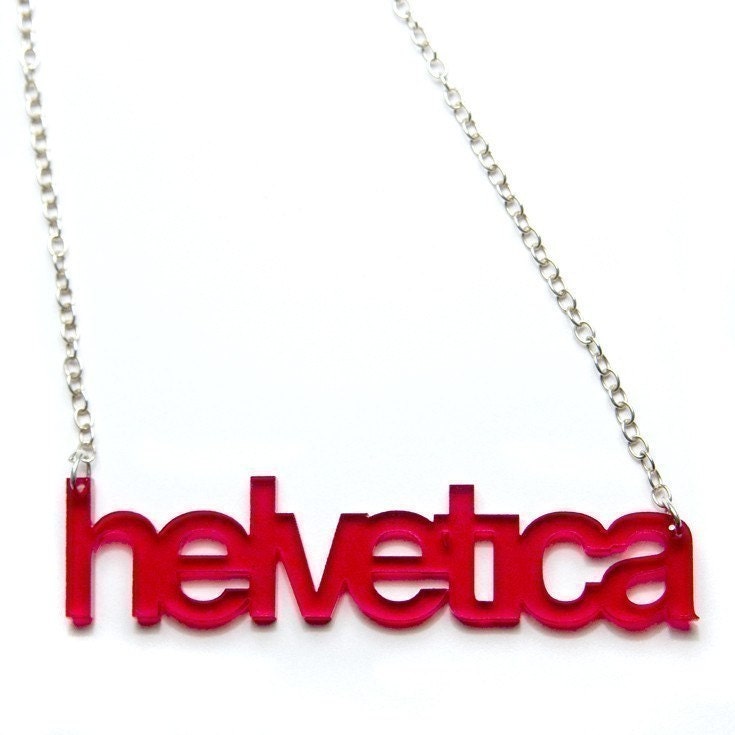 helvetica typography acrylic necklace (red - limited edition)