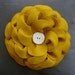 Mustard Yellow Felt Flower PILLOW COVER Charcoal Gray Linen with Cream Ceramic Button by JillianReneDecor Spring Home Decor Gift for Her