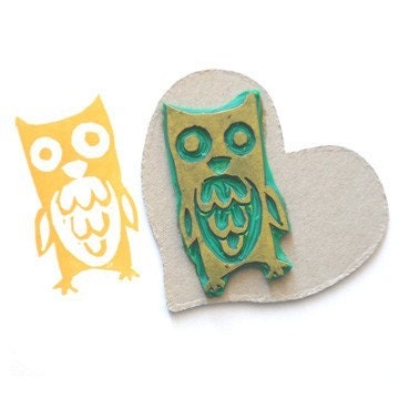 Mr. Owl-hand carved linocut stamp