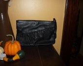 80's black faux leather clutch