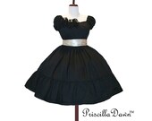 Little Black n Cream Gothic Puff Sleeve Party Dress and Cream Petticoat