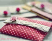Wesley lace purse in linen dots and gingham shades of red - Gift for her