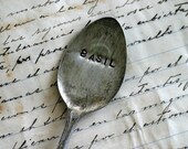 Basil Vintage Silverware Herb Garden Marker Plant Stake