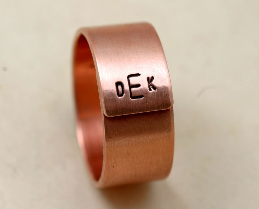 Mens Wedding Ring Copper Initials