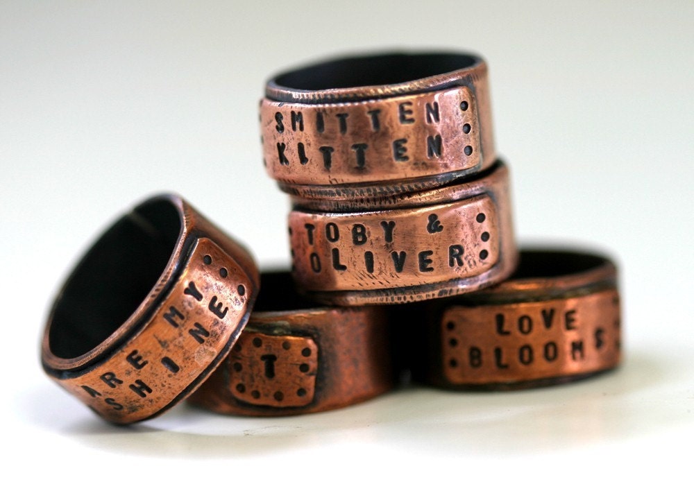 Wide Copper Band Ring Personalized