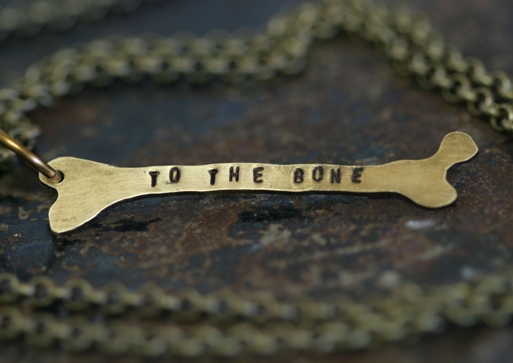 Brass Femur Bone Necklace for Halloween Personalized (E0311)
