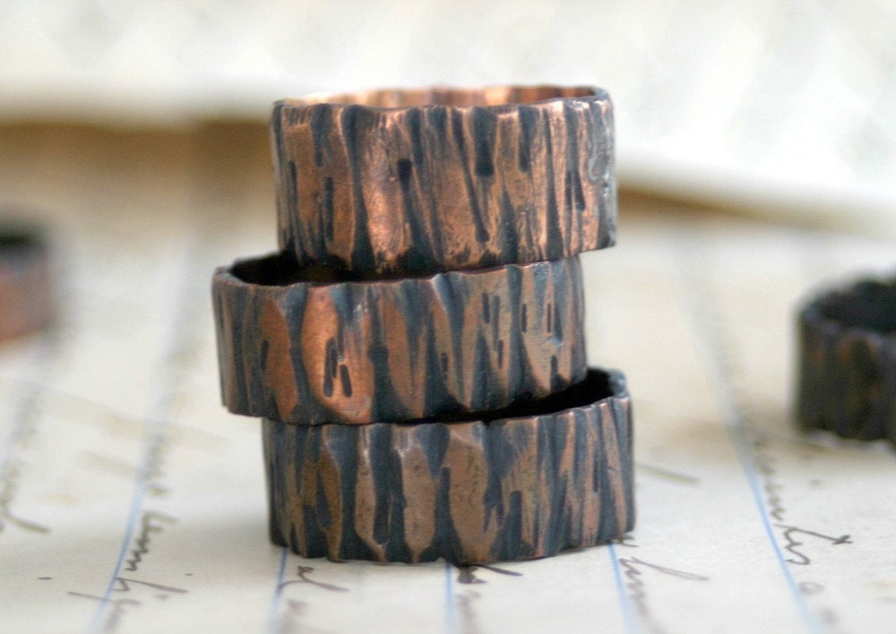 Tree Bark Lovers Carving Copper Necklace (E0263)