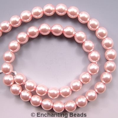 Czech Glass Pearl Beads 4mm Soft Pink 17667 Round Ballerina Pink - EnchantingBeads
