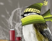 Chilladee the Chickadee 4x6 Giclee Illustration Print