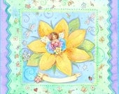 Angel on Lily   Personalize it with a name Yellow Flower  8 X 10 print