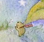 Periwinkle Sky, Whimsical print of a sweet child with umbrella 8 X 8 print giclee